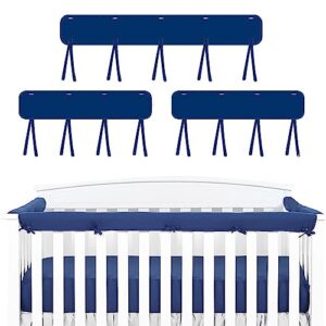 Macabaka Bed Rail Covers,3 Piece Bed Rail Covers for Teething,Bed Rail Cover Protector Set from Chewing,Safe Teething Guard Wrap for Standard Rail Cover for Bedroom(Navy Blue)