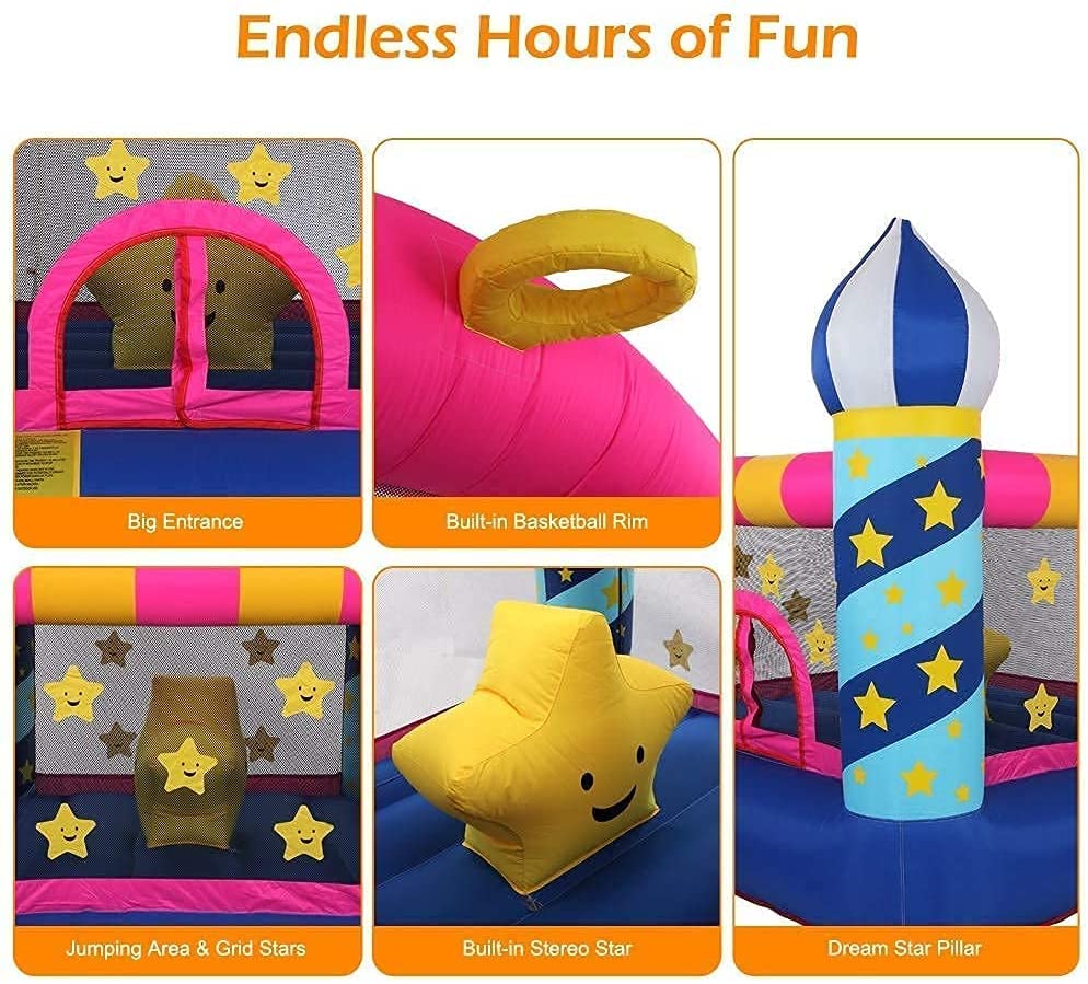 Inflatable Castle Activity Air Bounce House Bounce Room, Cloth 840D Jumping Surface, Outdoor Family Playground Garden Ch