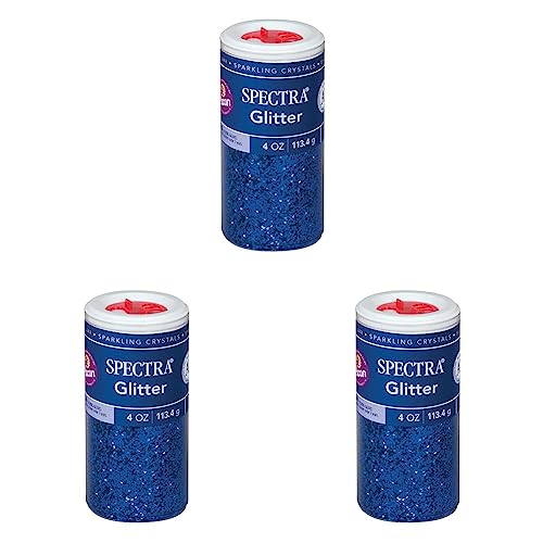 Spectra Arts & Crafts Glitter, Blue, 4 oz., 1 Jar (Pack of 3)