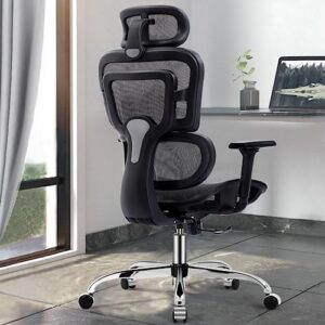 kerdom ergonomic office chair, lumbar support computer chair with flip-up arms, breathable mesh desk chair, swivel task chair, adjustable height home gaming chair