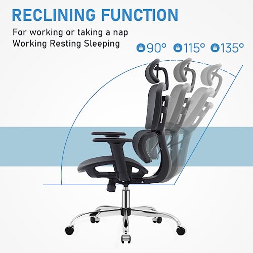KERDOM Ergonomic Office Chair, Lumbar Support Computer Chair with Flip-up Arms, Breathable Mesh Desk Chair, Swivel Task Chair, Adjustable Height Home Gaming Chair