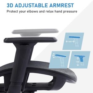 KERDOM Ergonomic Office Chair, Lumbar Support Computer Chair with Flip-up Arms, Breathable Mesh Desk Chair, Swivel Task Chair, Adjustable Height Home Gaming Chair