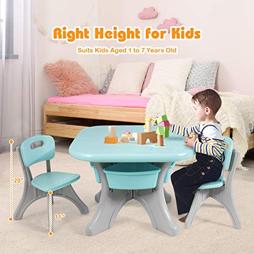 TUOCHUFUN Kids Table and Chair Set, 3 Pieces Multi Activity Kids Play Table and Chair Set for Children Reading Art Craft, Strong Bearing Capacity, Lightweight, Toddler Table & Chair Set(Green)