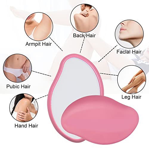 Crystal Hair Eraser,Reusable Crystal Hair Remover Magic Painless Exfoliation Hair Removal Tool, Magic Hair Eraser for Back Arms Legs Fast & Easy Crystal Hair Eraser for Women and Men (Pink)