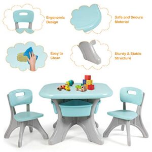 TUOCHUFUN Kids Table and Chair Set, 3 Pieces Multi Activity Kids Play Table and Chair Set for Children Reading Art Craft, Strong Bearing Capacity, Lightweight, Toddler Table & Chair Set(Green)