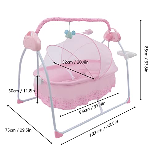 Guaopom Electric Baby Crib Cradle, Auto Rocking Chair Chair Bed, 5 Speed with Remote Control Infant Musical Sleeping Basket for 0-18 Months Newborn Babies (Pink)