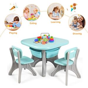 TUOCHUFUN Kids Table and Chair Set, 3 Pieces Multi Activity Kids Play Table and Chair Set for Children Reading Art Craft, Strong Bearing Capacity, Lightweight, Toddler Table & Chair Set(Green)