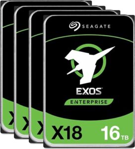 seagate exos x18 16tb sata 6gb/s 7200rpm 3.5" enterprise 4-pack hdd - st16000nm000j (renewed)