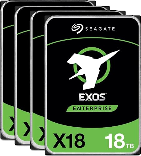 Seagate Exos X18 18TB SATA 6Gb/s 7200RPM 3.5" Enterprise 4-Pack HDD - ST18000NM000J (Renewed)