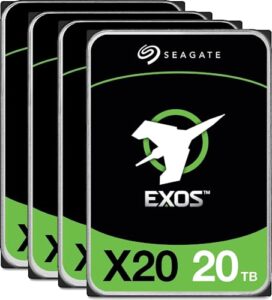 seagate exos x20 20tb sata 6gb/s 7200rpm 3.5" enterprise 4-pack hdd - st20000nm007d (renewed)
