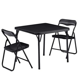 vecelo kids folding activity table and chairs 3 pcs set, portable, with ultra soft pu padded cushion, 3 pieces, black