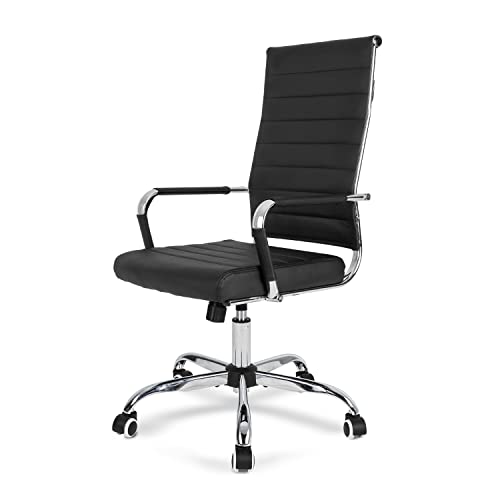 Okeysen Ergonomic Office Desk Chair, Modern PU Leather Conference Room Chairs Ribbed, High Back Executive Swivel Rolling Chair for Home, Office