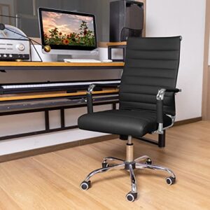 Okeysen Ergonomic Office Desk Chair, Modern PU Leather Conference Room Chairs Ribbed, High Back Executive Swivel Rolling Chair for Home, Office