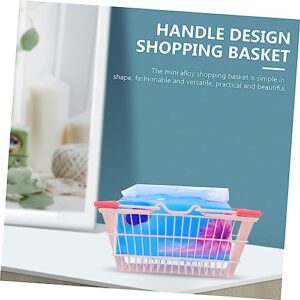 TIDTALEO Shopping Basket Hanging Basket Grocery Basket Makeup Hamper Plastic Storage Baskets Storage Baskets Pink Storage Basket Shopping Storage Basket Pretend Play Shopping Basket