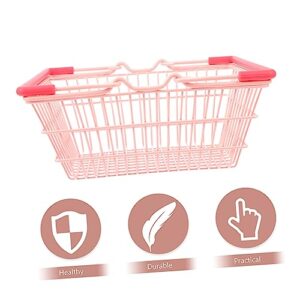 TIDTALEO Shopping Basket Hanging Basket Grocery Basket Makeup Hamper Plastic Storage Baskets Storage Baskets Pink Storage Basket Shopping Storage Basket Pretend Play Shopping Basket