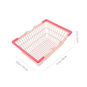 TIDTALEO Shopping Basket Hanging Basket Grocery Basket Makeup Hamper Plastic Storage Baskets Storage Baskets Pink Storage Basket Shopping Storage Basket Pretend Play Shopping Basket