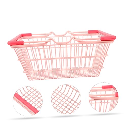 TIDTALEO Shopping Basket Hanging Basket Grocery Basket Makeup Hamper Plastic Storage Baskets Storage Baskets Pink Storage Basket Shopping Storage Basket Pretend Play Shopping Basket