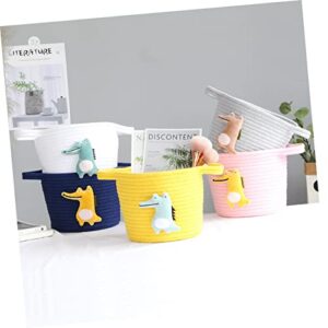 Beatifufu Tv Controller Holder Desktop Sundries Organizer Storage Basket Toy Container Woven Tray Fruit Containers Bracket Storage Box Storage Bucket Storage Rope Cell Phone Yellow Child