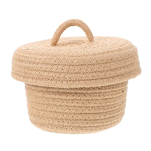 TOYANDONA Storage Basket Tray Decor Book Decorations Baby Basket Woven Toy Bin Storage Baskets with Lids Cotton Rope Woven Basket Cotton Rope Brown Tabletop Basket Desktop Storage Basket Key