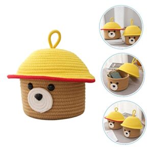 TOYANDONA Bear Storage Basket Clothes Bins Storage for Closet Toy Baskets Wicker Storage Basket Baby Laundry Basket Baskets Empty Wicker Laundry Baskets Cotton Rope Sundries Basket Mini