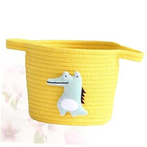 Beatifufu Tv Controller Holder Desktop Sundries Organizer Storage Basket Toy Container Woven Tray Fruit Containers Bracket Storage Box Storage Bucket Storage Rope Cell Phone Yellow Child