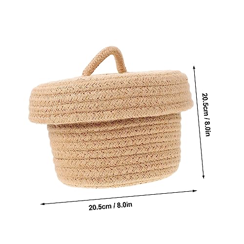 TOYANDONA Storage Basket Tray Decor Book Decorations Baby Basket Woven Toy Bin Storage Baskets with Lids Cotton Rope Woven Basket Cotton Rope Brown Tabletop Basket Desktop Storage Basket Key