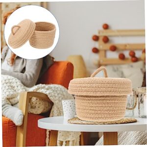 TOYANDONA Storage Basket Tray Decor Book Decorations Baby Basket Woven Toy Bin Storage Baskets with Lids Cotton Rope Woven Basket Cotton Rope Brown Tabletop Basket Desktop Storage Basket Key