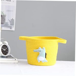 Beatifufu Tv Controller Holder Desktop Sundries Organizer Storage Basket Toy Container Woven Tray Fruit Containers Bracket Storage Box Storage Bucket Storage Rope Cell Phone Yellow Child