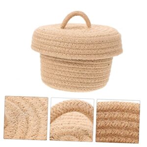 TOYANDONA Storage Basket Tray Decor Book Decorations Baby Basket Woven Toy Bin Storage Baskets with Lids Cotton Rope Woven Basket Cotton Rope Brown Tabletop Basket Desktop Storage Basket Key