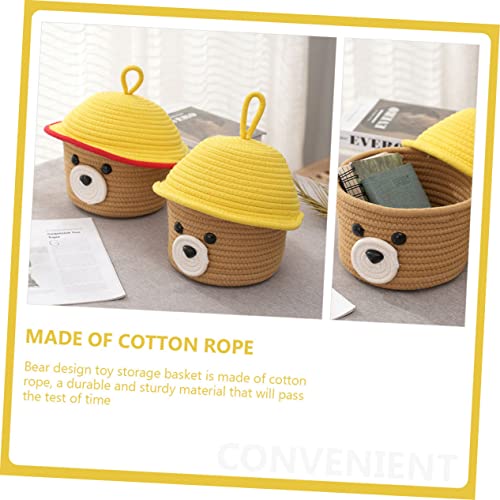 TOYANDONA Bear Storage Basket Clothes Bins Storage for Closet Toy Baskets Wicker Storage Basket Baby Laundry Basket Baskets Empty Wicker Laundry Baskets Cotton Rope Sundries Basket Mini