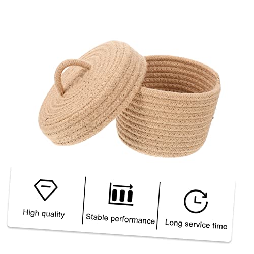 TOYANDONA Storage Basket Tray Decor Book Decorations Baby Basket Woven Toy Bin Storage Baskets with Lids Cotton Rope Woven Basket Cotton Rope Brown Tabletop Basket Desktop Storage Basket Key