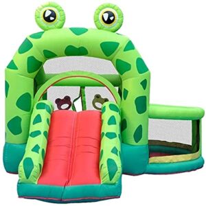 bouncy castle, castle with slide indoor and outdoor children's castle trampoline inflatable castle slide playground for home inflatable bouncy castle (green 330×300×225cm)