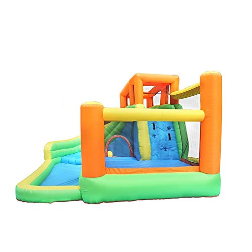 Bouncy Castle, Bouncy Castles Inflatable Castle Family Children's Playground Outdoor Play Equipment Small Trampoline Slide Combination (Orange 510X385X265Cm)