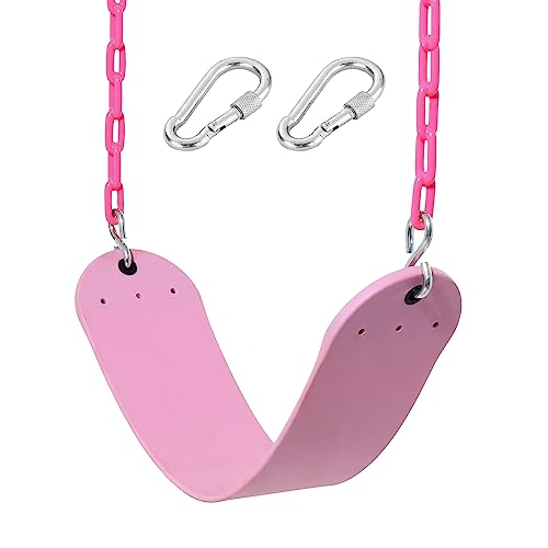 Pink Swing Seat - Heavy Duty Chain Plastic Coated - Playground Swing Set Accessories Replacement Gift Box Set Birthday Gift