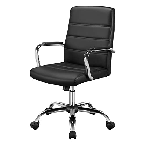 HOUKAI Adjustable Mid-Back Faux Leather Swivel Executive Office Chair, Computer Chair Home Office Chair Lift Swivel Chair (Color : D, Size : As Shown)