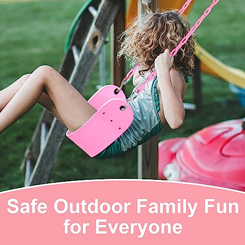 Pink Swing Seat - Heavy Duty Chain Plastic Coated - Playground Swing Set Accessories Replacement Gift Box Set Birthday Gift