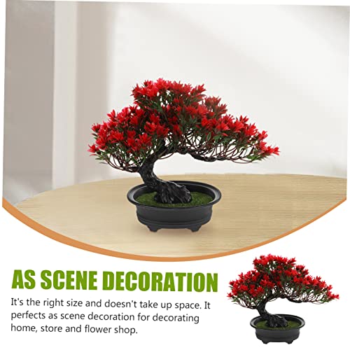 VOSAREA 2pcs Simulation Welcome Pine Faux Trees Faux Bonsai Tree Fake Tree Cactus Pots Artificial Plants Christmas Outdoor Decorations Household Pin Tree Decoration Plastic Tree Decor Red