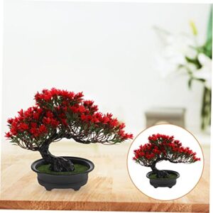 VOSAREA 2pcs Simulation Welcome Pine Faux Trees Faux Bonsai Tree Fake Tree Cactus Pots Artificial Plants Christmas Outdoor Decorations Household Pin Tree Decoration Plastic Tree Decor Red