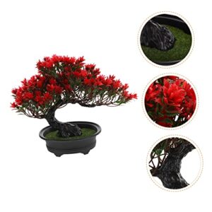 VOSAREA 2pcs Simulation Welcome Pine Faux Trees Faux Bonsai Tree Fake Tree Cactus Pots Artificial Plants Christmas Outdoor Decorations Household Pin Tree Decoration Plastic Tree Decor Red