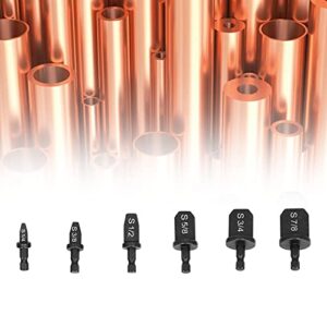 6Pcs Extrusion Tool Drill Bit Set Hexagonal Handle Manual Copper Pipe Flaring Tool HVAC Repair Copper Pipe Expanders for Air Conditioning and Heater Equipment