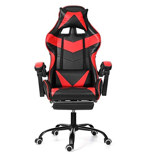 HOUKAI Executive Office Chair - High Back Office Chair with Footrest and Thick Padding - Reclining Computer Chair with Ergonomic Segmented Back, Black (Color : E)