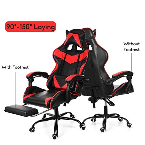 HOUKAI Executive Office Chair - High Back Office Chair with Footrest and Thick Padding - Reclining Computer Chair with Ergonomic Segmented Back, Black (Color : E)