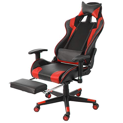 HOUKAI Executive Office Chair - High Back Office Chair with Footrest and Thick Padding - Reclining Computer Chair with Ergonomic Segmented Back, Black (Color : E)