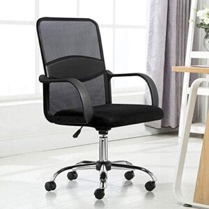 HOUKAI Office Chair Black,Ergonomic Desk Chair with Armrest Computer Chair with Lumbar Support Mid Back Home Office Swivel Mesh Chair (Color : D)