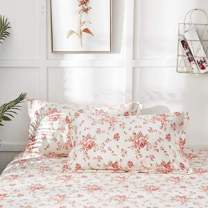 Brandream 5-Piece White Quilts 100% Cotton Queen Size Quilt Bedding Set Rose Matelasse Bedspread Set Breathable Lightweight