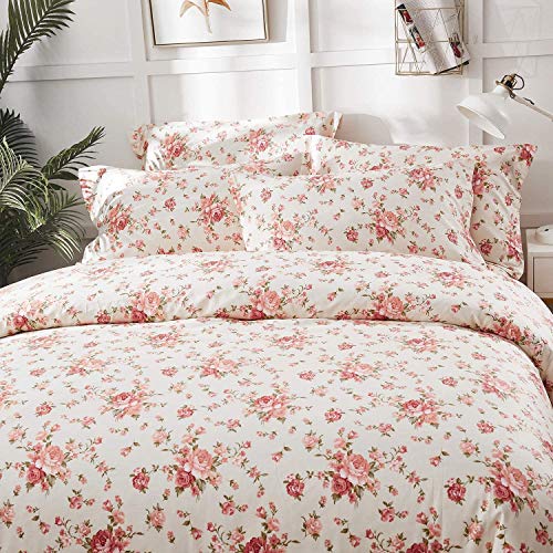 Brandream 5-Piece White Quilts 100% Cotton Queen Size Quilt Bedding Set Rose Matelasse Bedspread Set Breathable Lightweight