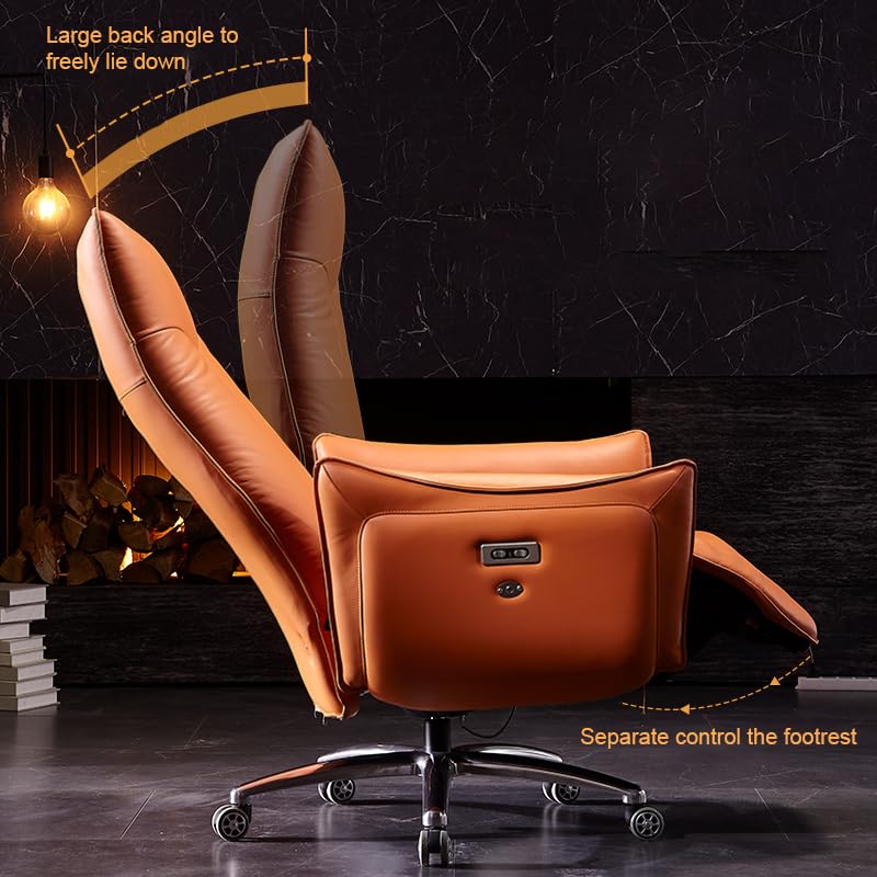 Kinnls Pearl Power Recliner High Back Desk Chair High-Grade Texture Modern Sophistication Executive Swivel Office Chair with Footrest for New Office Life