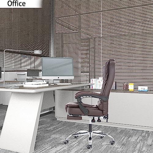 anjsindra Ergonomic Executive Office Chair with Footrest, PU Leather Task Chair with High Back Adjustable Height Modern Desk Chair, Black (Ergonomic Executive Office Chair, Amber)