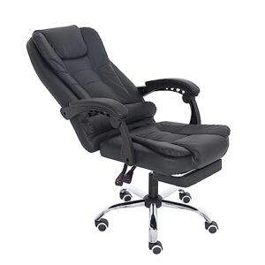 anjsindra ergonomic executive office chair with footrest, pu leather task chair with high back adjustable height modern desk chair, black (ergonomic executive office chair, black)