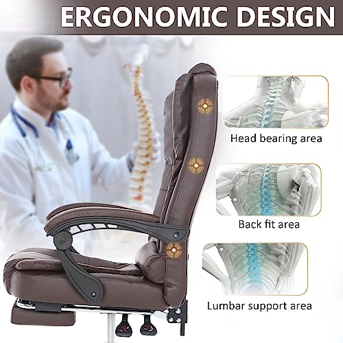 anjsindra Ergonomic Executive Office Chair with Footrest, PU Leather Task Chair with High Back Adjustable Height Modern Desk Chair, Black (Ergonomic Executive Office Chair, Amber)